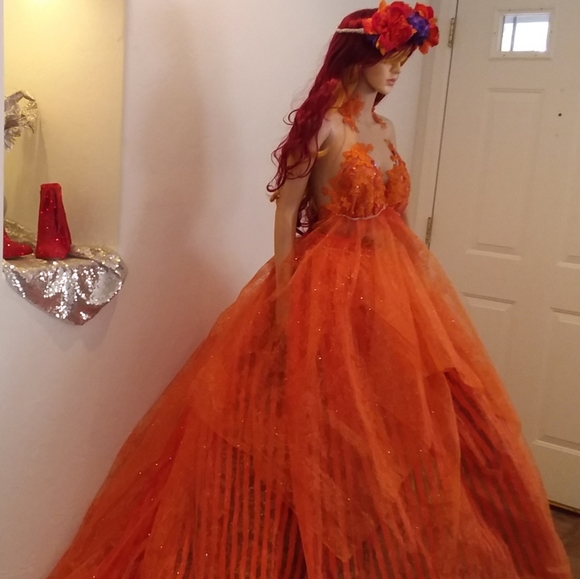 "ANNONA" Orange Harvest Boho Wedding Ballgown Set - Picture 9 of 14
